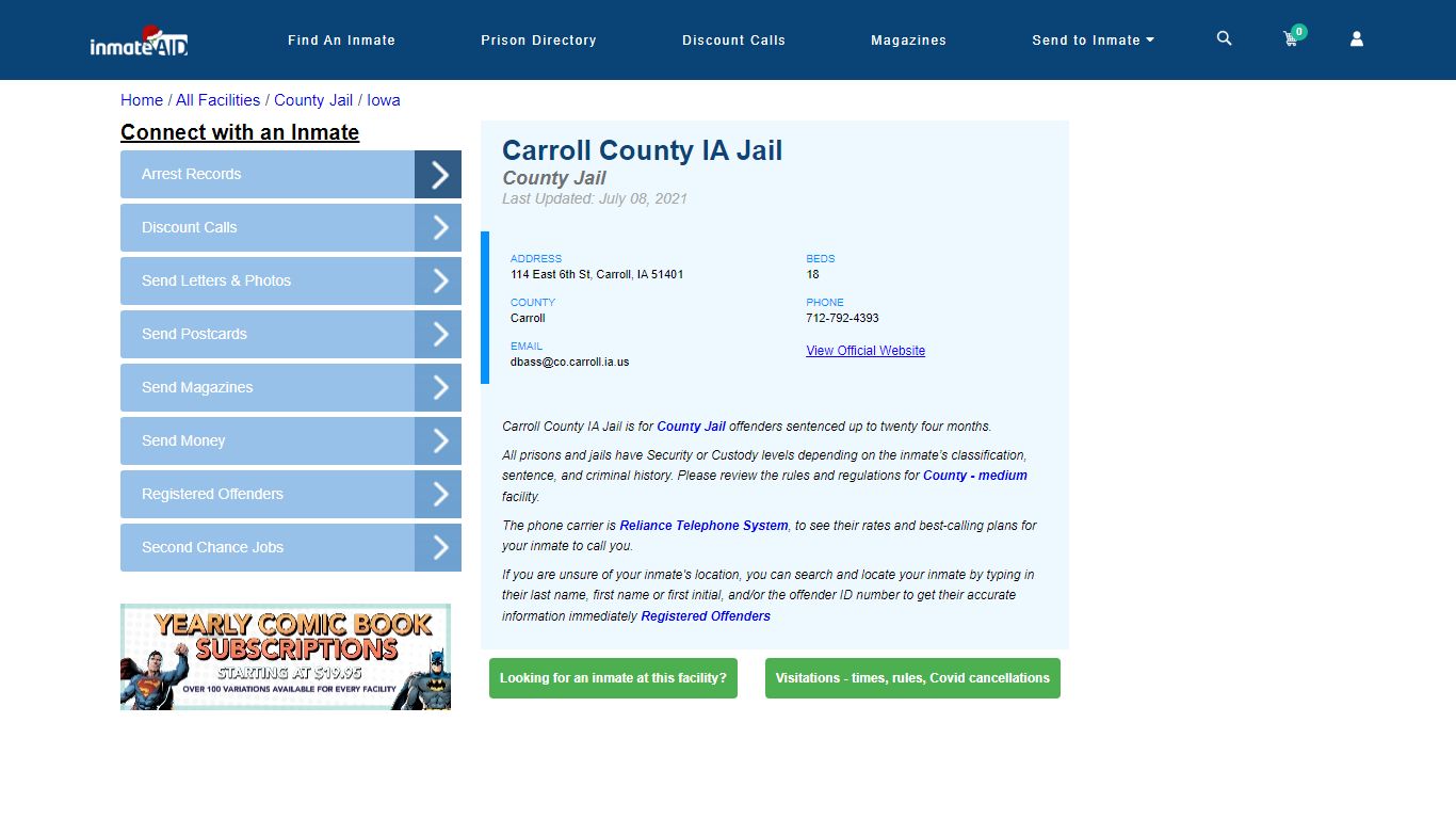 Carroll County IA Jail - Inmate Locator - Carroll, IA