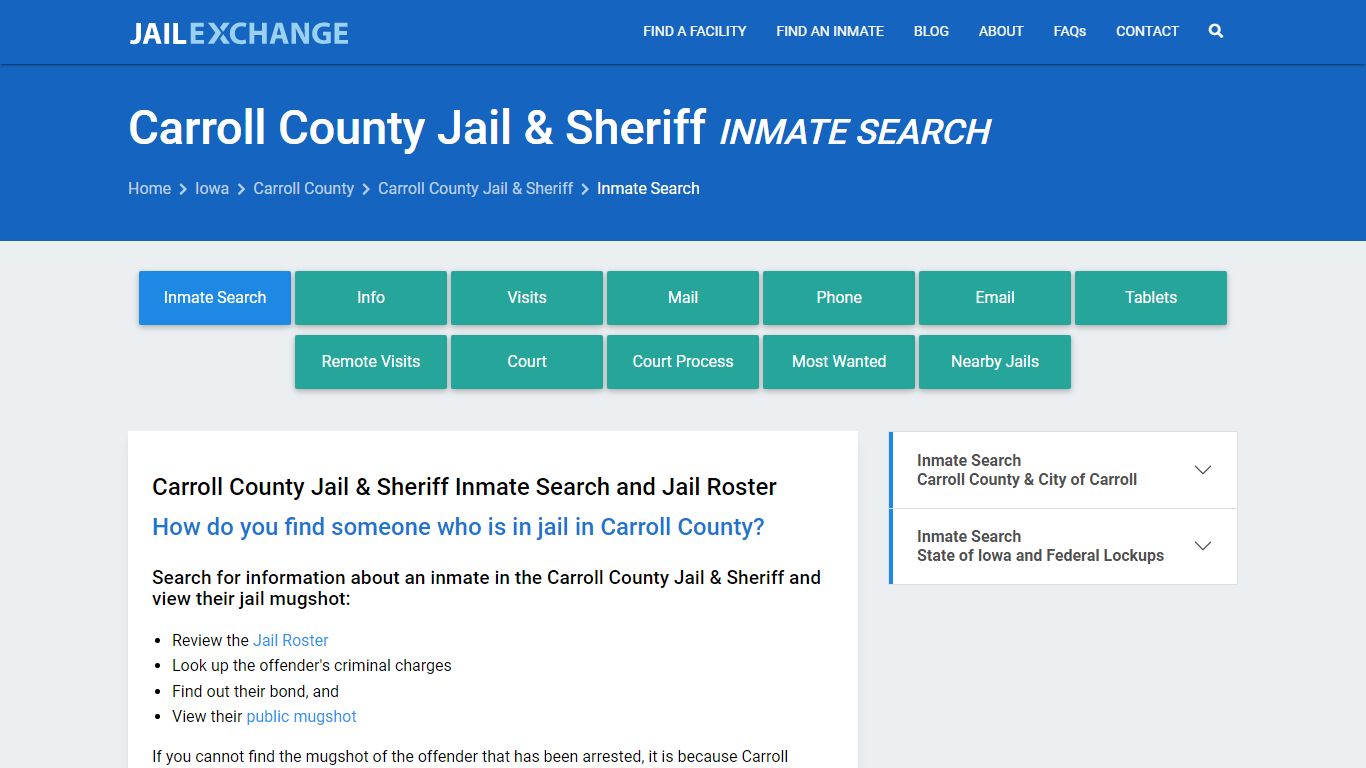 Inmate Search: Roster & Mugshots - Carroll County Jail & Sheriff, IA